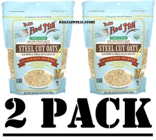 2 PACK Bob's Red Mill Organic Steel Cut Oats, 24-ounce The Golden Spurtle E:2026