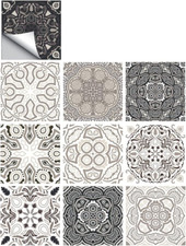 25 PCS Moroccan Style Tile Sticker, 4X4 Inch 10X10Cm Traditional DIY Murals