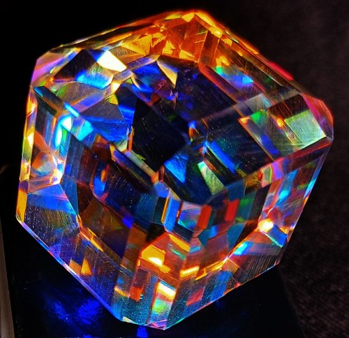 Superb Natural Mystic Topaz Rainbow Color Cube Cut Certified 105+ Ct Gemstone