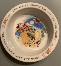 Vintage Avon Hey Diddle Diddle 1984 Baby's Keepsake Bowl Ceramic Nursery Rhyme
