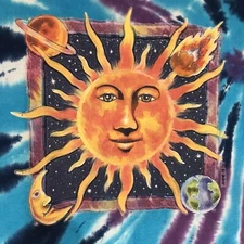 Vtg Sun/Moon Tie Dye Air Waves XL Men's Single Stitch USA Red Tail Tag T-shirt