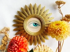 Antique Small Oil Lover's Eye Painting - Vintage Painting - Victorian Decor