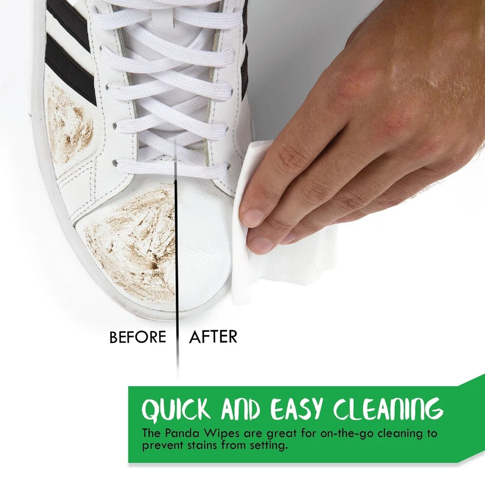 Toallitas de limpieza de zapatos PANDA - ¡Elimina suciedad, suciedad, polvo, etc.! Zapatillas limpias rápidas Foto 2 de 4