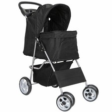 Pet Dog Stroller Travel Carriage w/Foldable Carrier Cart Cup Holder 4-Wheeler