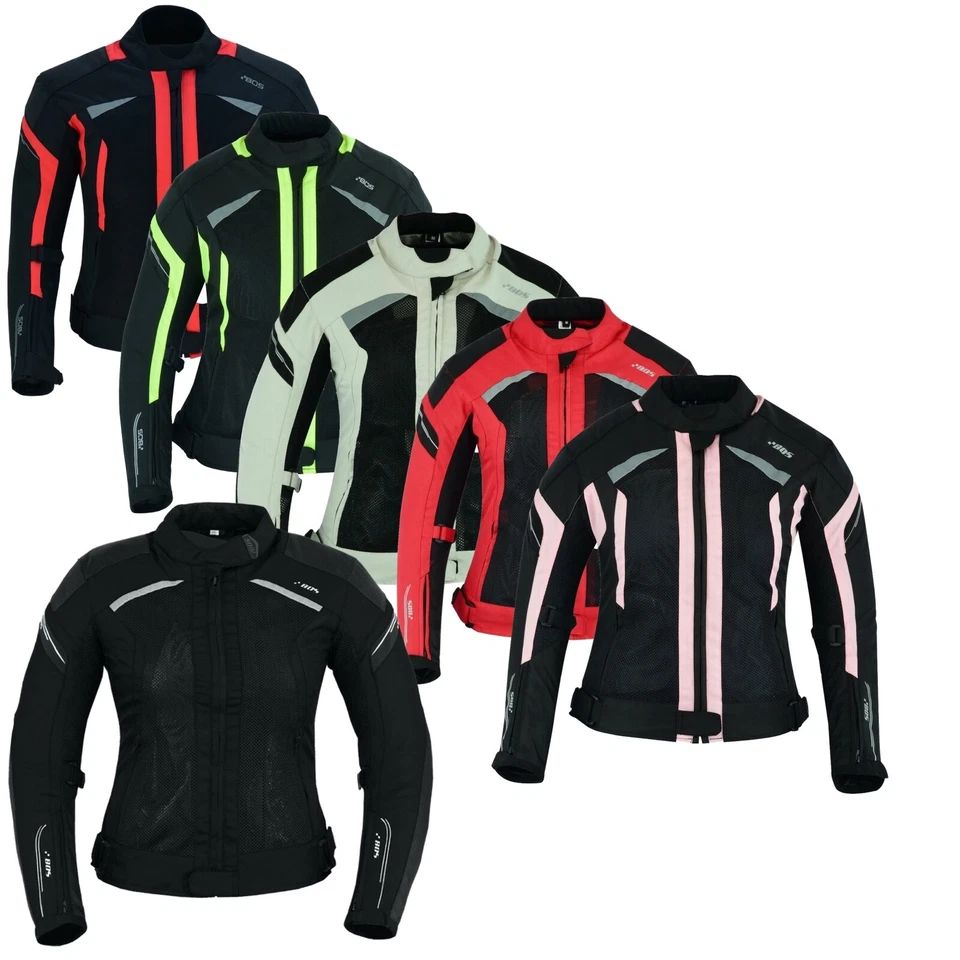 B:O:S Damen Motorrad Jacke Motorradjacke Textiljacke Textil Sommer Schwarz Protektoren