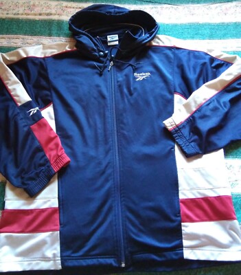 Vintage Herren Sportjacke Reebok, mit Kapuze und Seitentaschen