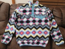 Patagonia Synchilla Fleece Snap-T Pullover Sweater Pink Blue Girls XL 16-18
