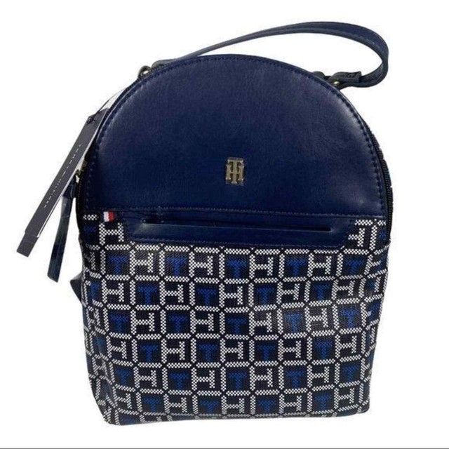 blue designer backpack