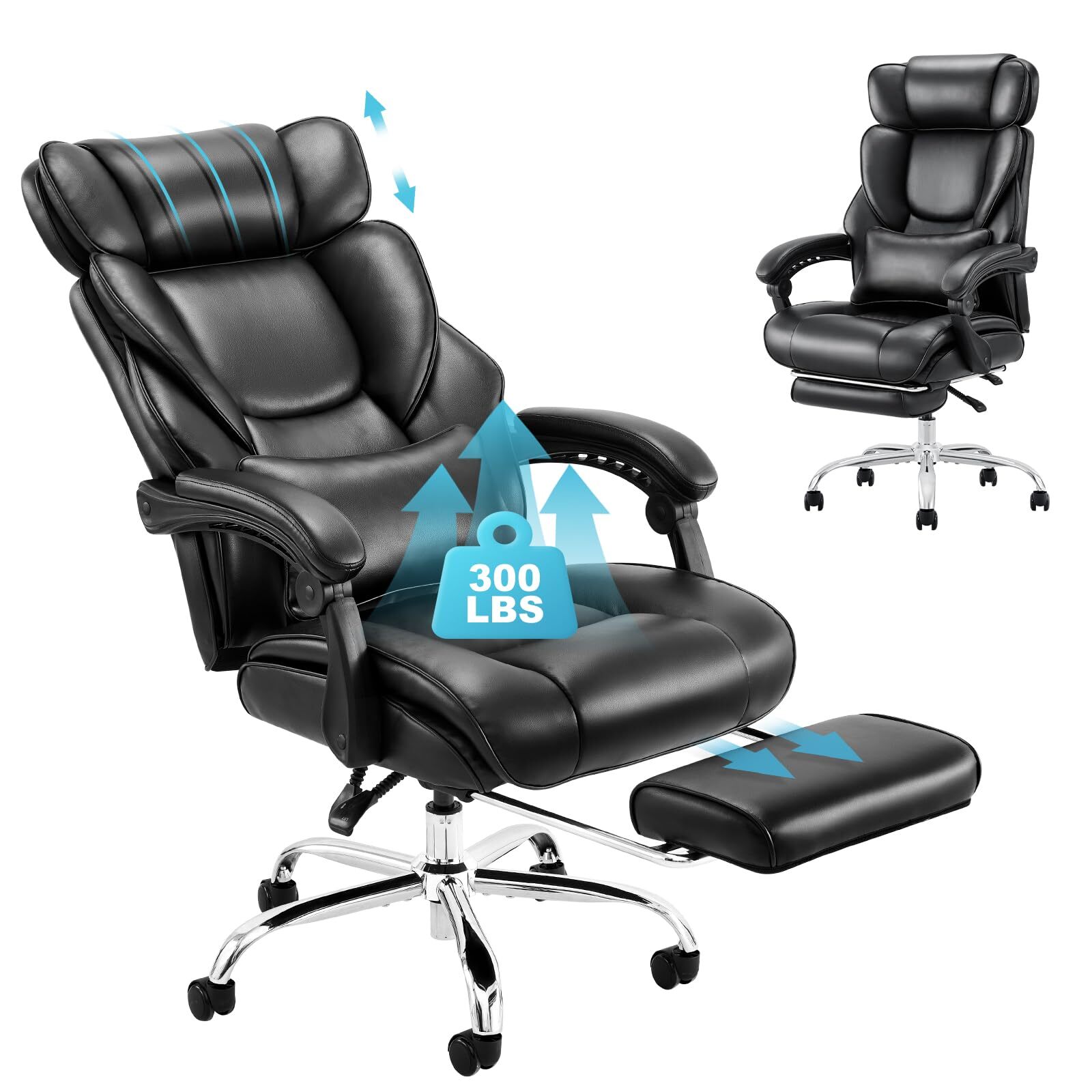 Office Chair with Footrest, Ergonomic High Back Design Executive Computer Des...