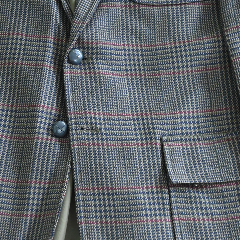 Chaqueta Blazer Abrigo Deportivo De Colección Norm Thompson 44L Marrón Cuadros Glenn Franela Inglaterra Foto 3 de 4