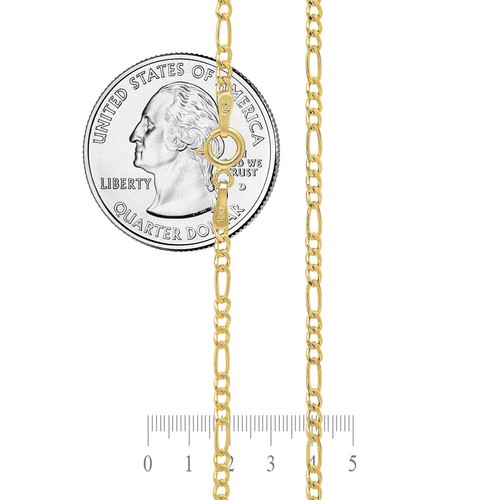 Real 14k Yellow Gold 1.8mm-6.5mm Figaro Link Chain Necklace Size 16"-30" Hollow - Picture 2 of 7
