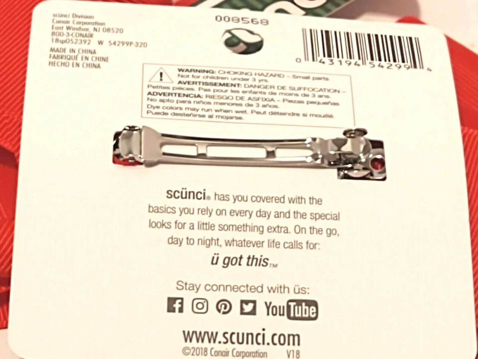 Scunci Barrette Red Bow Hair Clip textured Ribbon lot of 2 NEW - Image 4 of 4