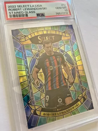 2022-23 Panini Select La Liga ROBERT LEWANDOWSKI Stained Glass PSA 10 CASE HIT