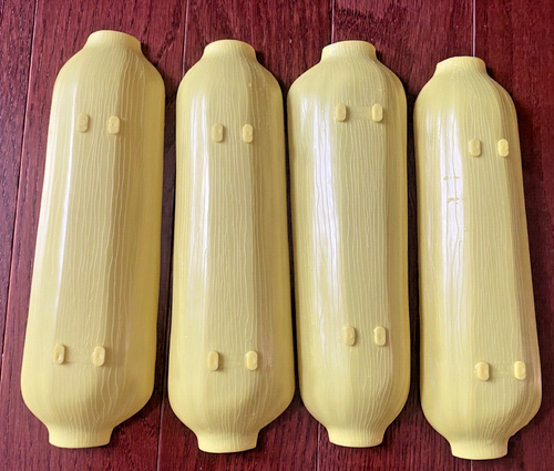 VTG Set (4) Corn on the Cob Plastic Yellow Dish Holders 8.5" x 2.5" - Picture 2 of 3
