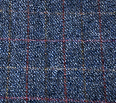 Harris Tweed Blue with Red Overcheck Fabric - Various Sizes | eBay