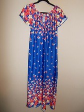 Womens Floral MultiColor House Dress Duster Ties at Neckline Length 54"