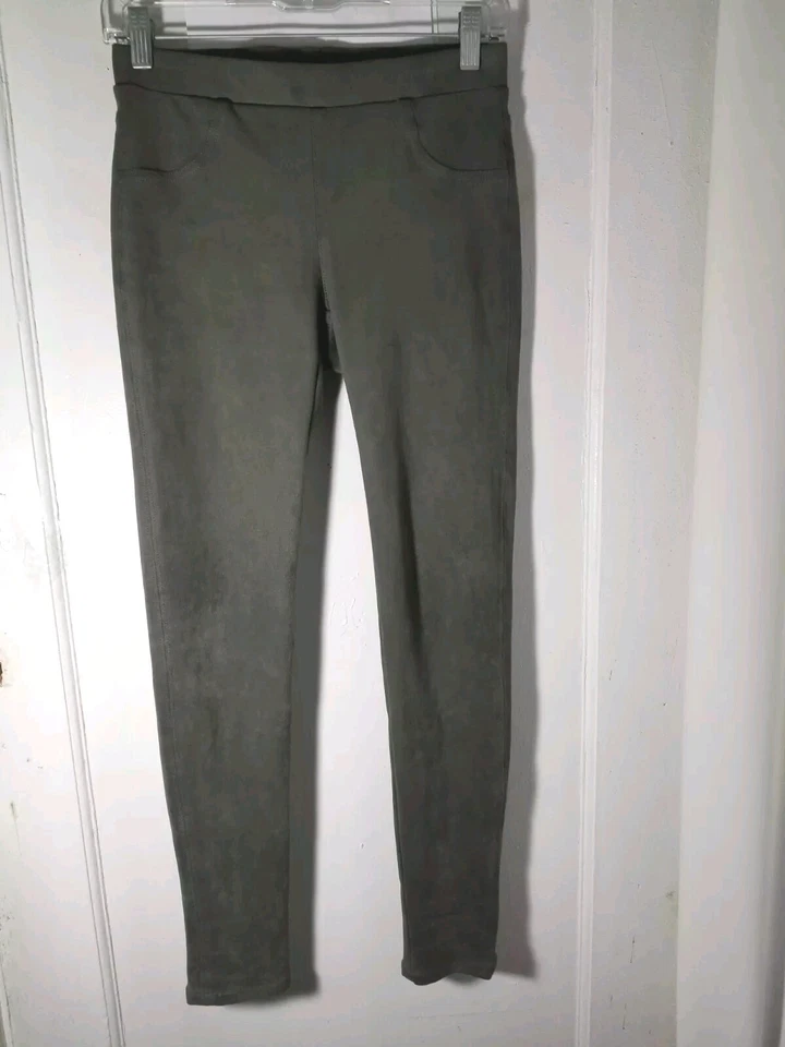 Pantalones ajustados Karen Kane imitación gamuza tiro alto CB4 gris para mujer talla XS Foto 2 de 4