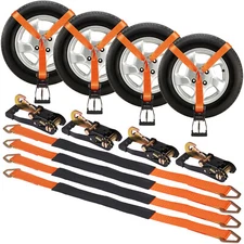VEVOR Ratchet Tie Down Strap Towing Tire Straps Kit for Car Trailer Hauler 4 PCS