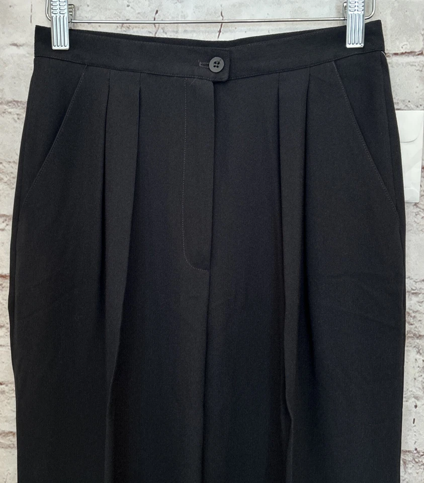 Jones New York VTG Womens Black Trouser Pants High-Waisted Pleated Cuffed Size 4 - Image 2 of 4