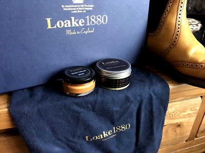 LOAKE BROGUE STIEFELSCHUH ''''ÖLTES LEDERWACHS'''' & LAKE HELLBRAUN STIEFEL SCHUH CREME