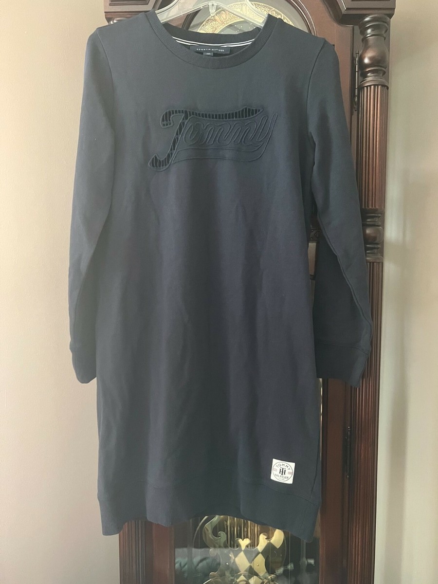 Tommy Hilfiger Women's Logo Sweatshirt Dress Navy Long Sleeve NWT Size ~  Small
