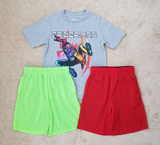 Spring Summer Tee Marvel Spiderman Kid Size M 8 Boy T-Shirt Active Shorts Used