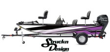 Angled Distressed Purple White Lines Black Graphic Wrap Boat Fish Decal US Vinyl