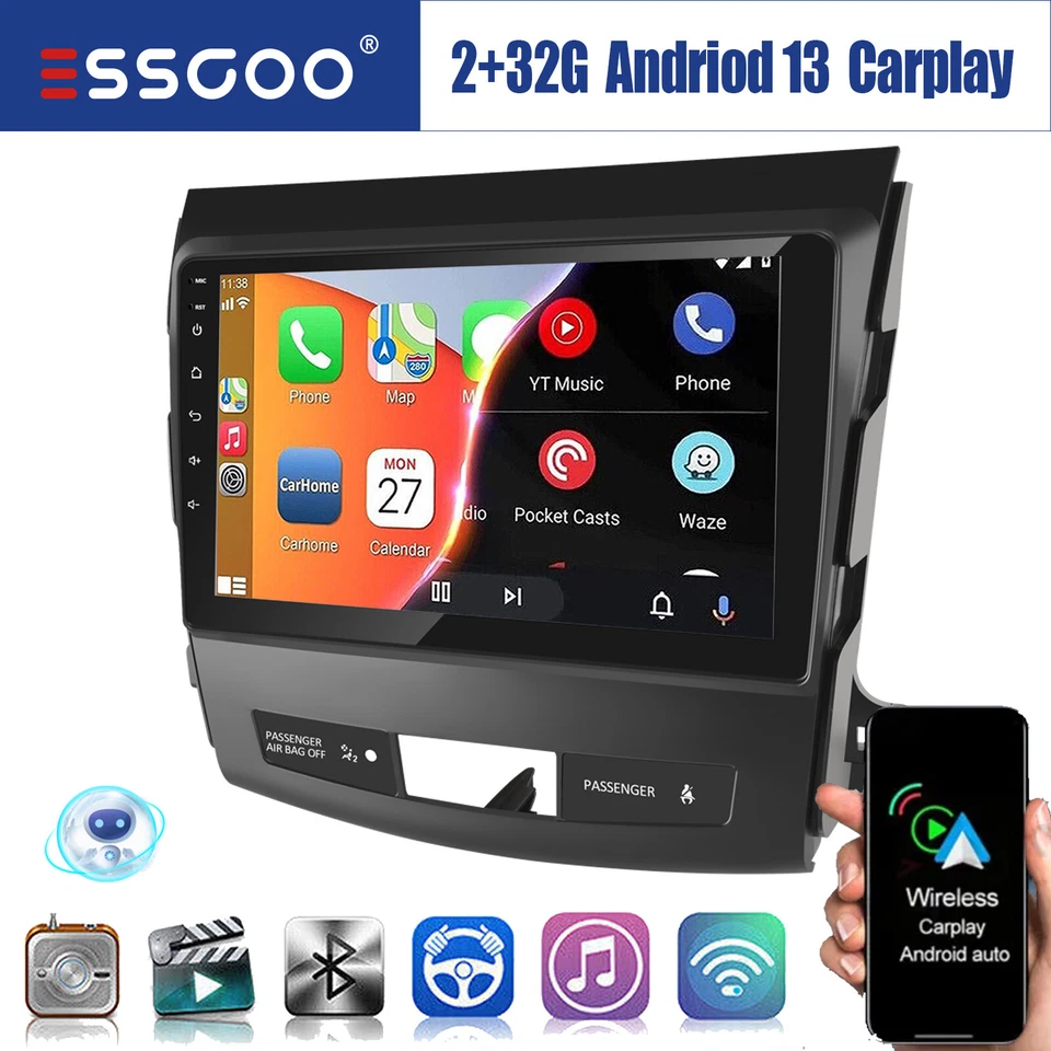 Carplay 2+32G Autoradio Android 13 GPS BT RDS Für Mitsubishi Outlander 2005-2011 - Bild 1 von 4
