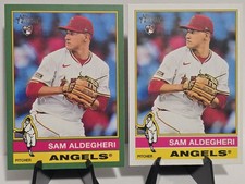 2025 Topps Heritage - Sam Aldegheri #322 Dark Green Border + Base (RC) Angels 