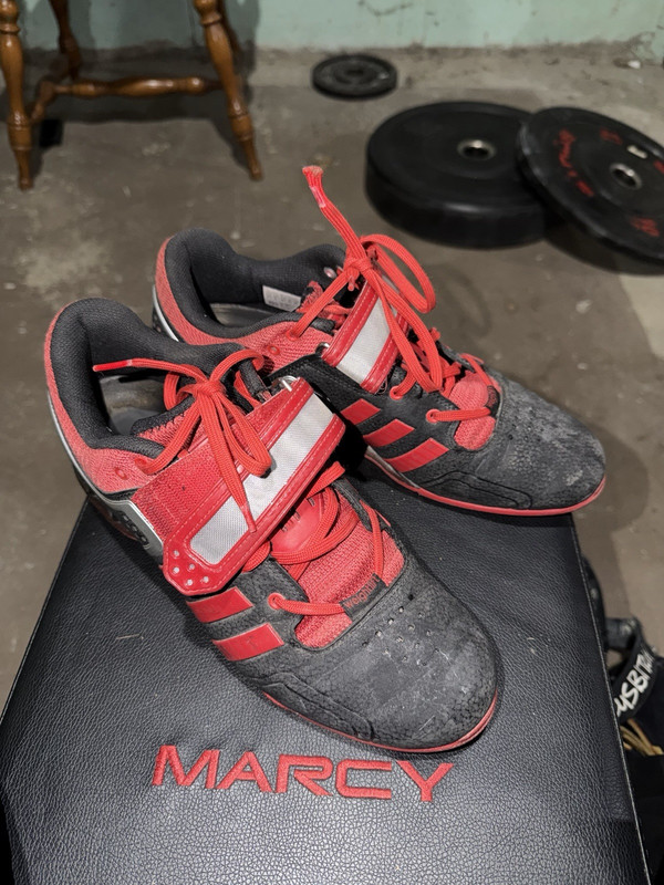 adidas Powerlift 3 Weightlifting Shoes Black Red Strap Men's Size 9.5