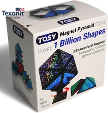 Magnet Pyramid Stone - 1 Cube Transforms into 1 Billion Shapes, 14 Pcs (12 Puzzl