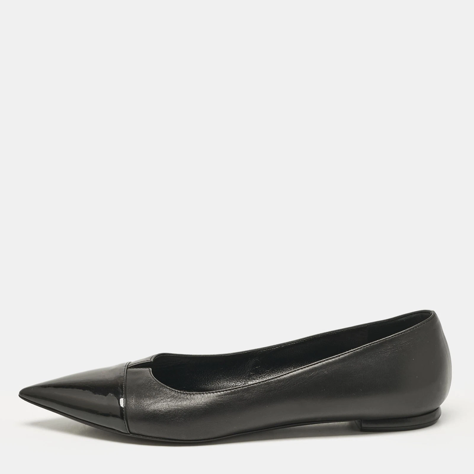 Ballerines Dior noires en cuir verni et cuir pointues pointure 39,5