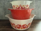Vintage Pyrex Friendship Birds 3 Casserole Set 473, 474-B, 475-B w Lids Read Des
