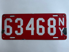 1912 New York License Plate Porcelain ALL ORIGINAL GLOSSY