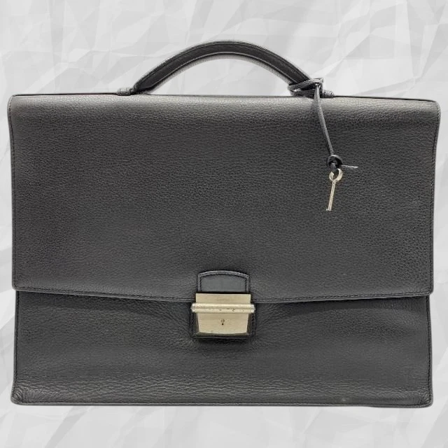 Cartier — Cartier Pasha de Business Bag Briefcase Handbag Black Calfskin Auth Men's w/Key
