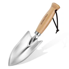 11" Garden Hand Trowel, Heavy Duty Polished Stainless Steel Garden Shovels with