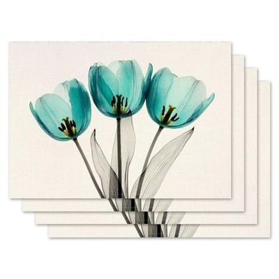 Spring Tulip Placemat Set of 4 12''x18'', Placemats Set of 4 Spring Tulip #Wp065