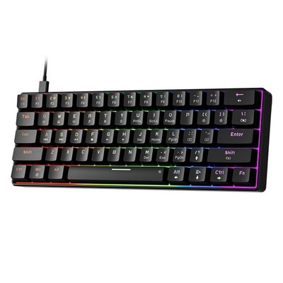 Newmen GM611 Mechanical Keyboard,Rainbow LED Backlit black keycaps-red switch 