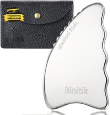 Gua Sha Facial Tool - Medical 316L Stainless Steel Comb for Face & Body Massage,