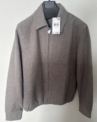 Mango zip up harrington jacket in beige