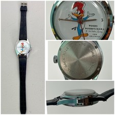 Vintage Woody Woodpecker Wind Up Wristwatch 1984 A M Hollywood Stainless Steel