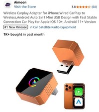 Wireless Carplay Adapter for iPhone,Wired CarPlay to Wireless,Android Auto...