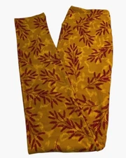 LuLaRoe Leggings OS One Size FALL Autumn MUSTARD YELLOW Leaves Tree SOFT Stretch