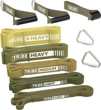 Tribe Lifting Resistance Bands for Working Out Men and Women - Set of 5 Pull up