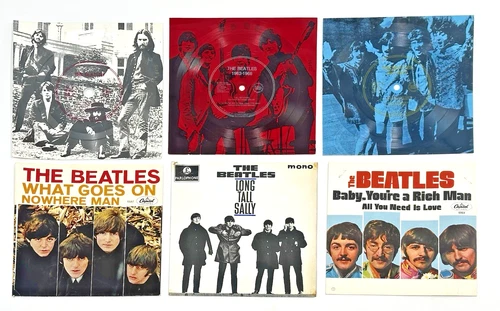 Lot of 8 Beatles Singles Long Tall Sally Parlophone Musicland Eva-Tone Flexi 45s