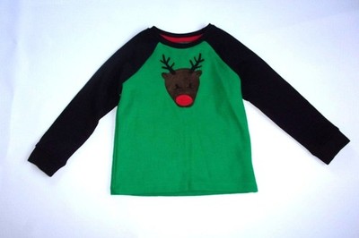Lightning Bug Kids Christmas Reindeer Long Sleeve Shirt Green 3T NWT $30