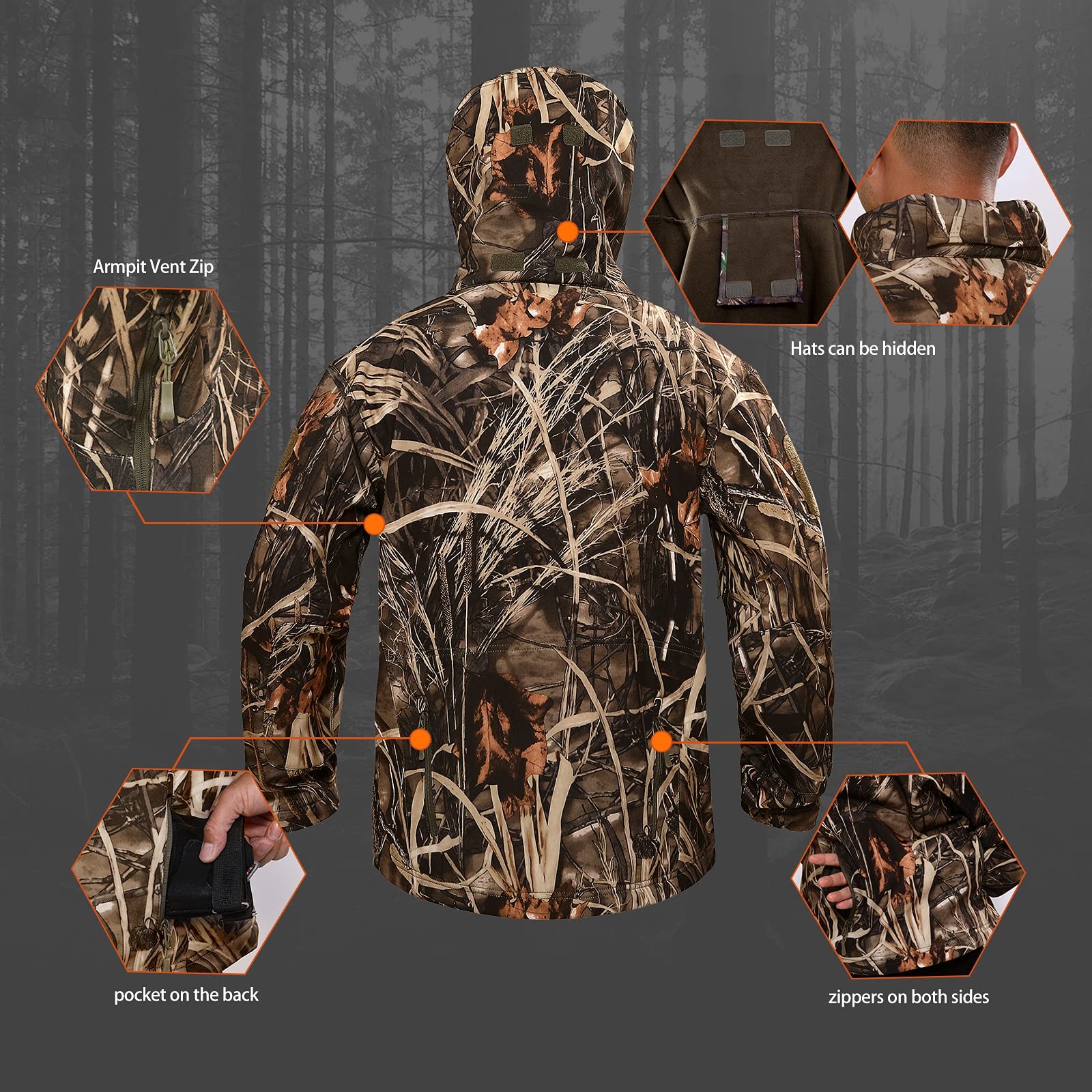 Quiet Hunting Clothes Suit Clothing Gear Camouflage Hoodie Jacket Pants
