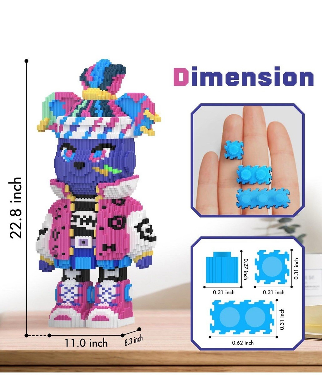 Oztz Bear Building Block Set “Violbear”micro 3D Fluorescent