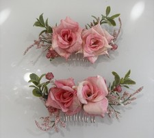 2 PACK - Blush Pink rose Hair comb headpiece wedding bridal party