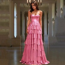 Sleeveless Strapless Layered Ruffles Evening Dresses Floor-Length Party Dresses
